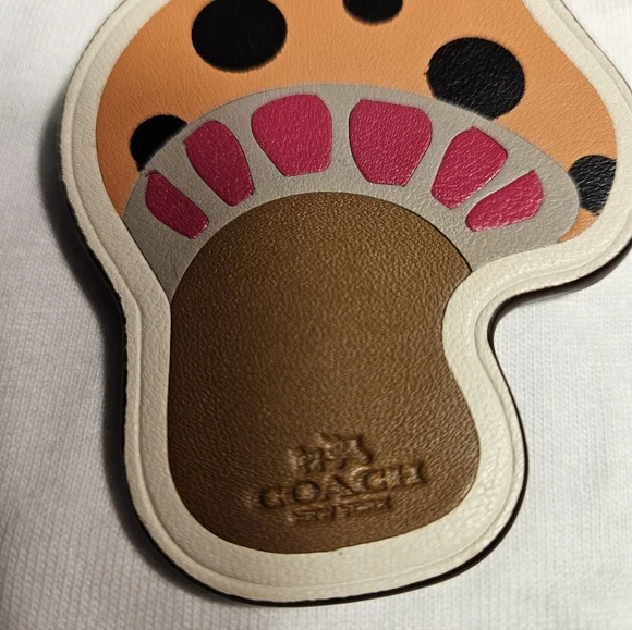 Coach Mushroom Leather Keychain Hangtag Charm - Picture 2 of 5